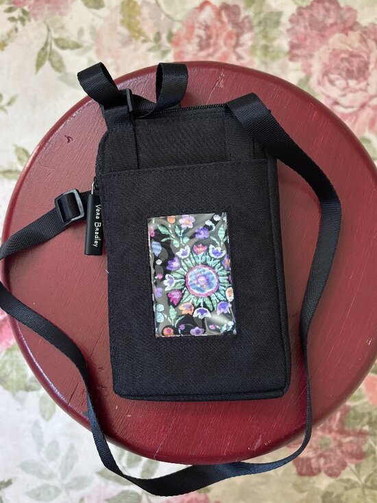 Vera Bradley Handbags - Vera Bradley Black Nylon RFID Crossbody Wallet Bag Like New